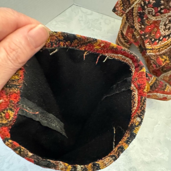 Diba 8M Red Metallic Paisley Fabric Velvet Knee High Designer Boots Y2K - Picture 7 of 15